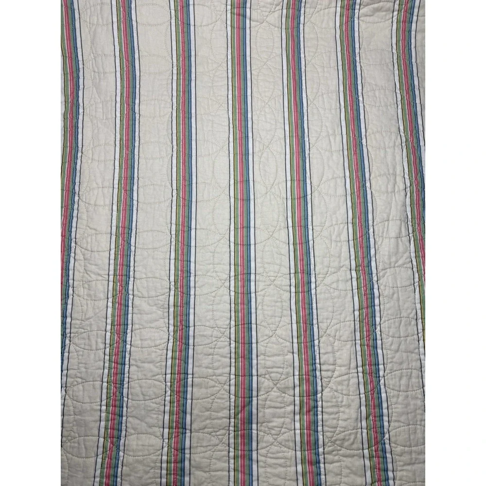 Ralph Lauren Quilt Paisley Floral Queen Shabby‎ Chic Coverlet Blue Pink Stripes